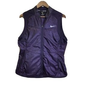 Nike Womens Sz Large Insulated Running Vest Purple Full Zip Lightweight Nice